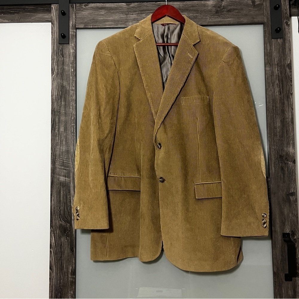 Cianni Cellini Men's 46L Brown Plush Corduroy Blazer Sport Coat Academia Grandpa
